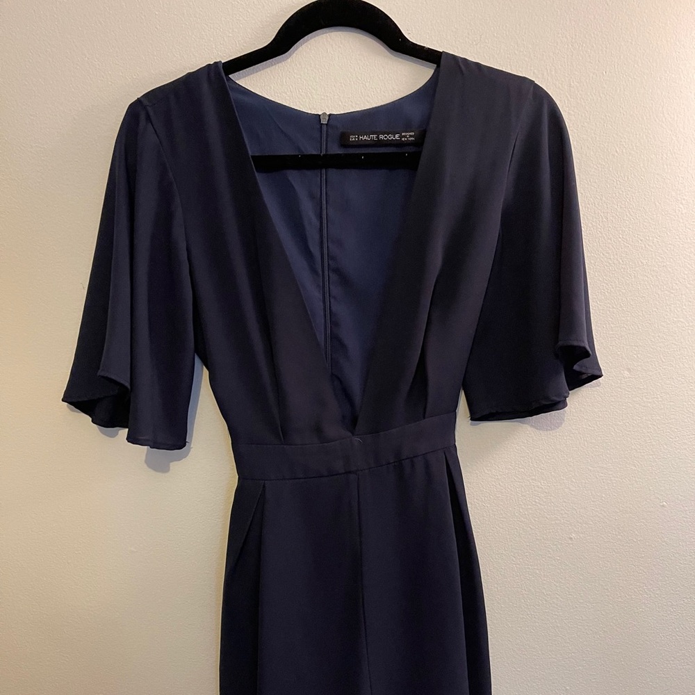 Haute Rogue Navy Romper With Tie Back MEDIUM
